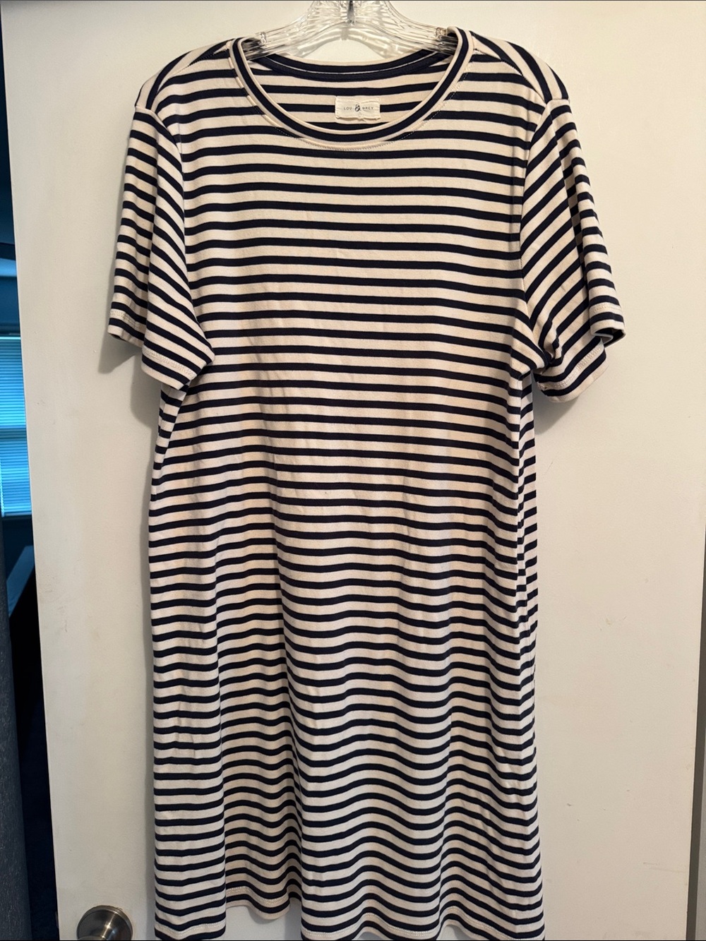 Lou & Grey Navy and White Striped Short-Sleeve Tee Dress